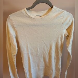 Never Worn Women's Cream Pointelle Long Sleeve Top